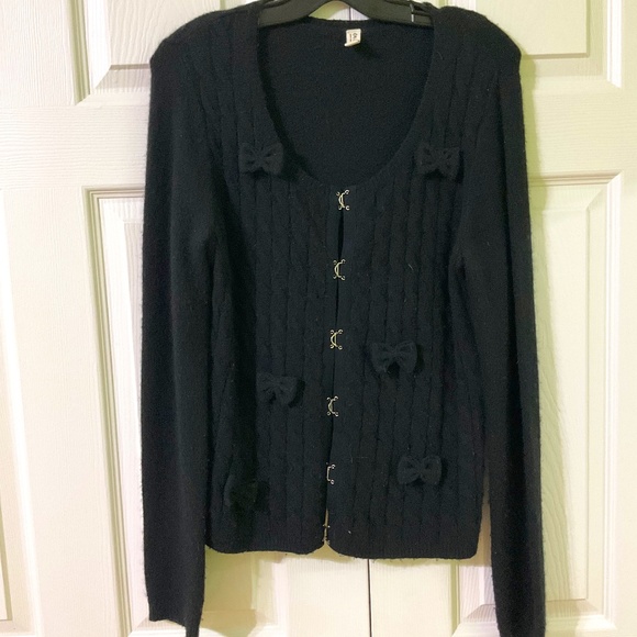 Esprit Womens Cardigan Sweater Sz M，hook Closure,black with butterfly decorat. - Picture 1 of 5